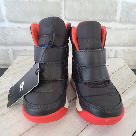 Sorel Whitney Strap Children's Boots Sz 4 Red and Black Micro Fleece Lined NWT - Picture 4 of 8